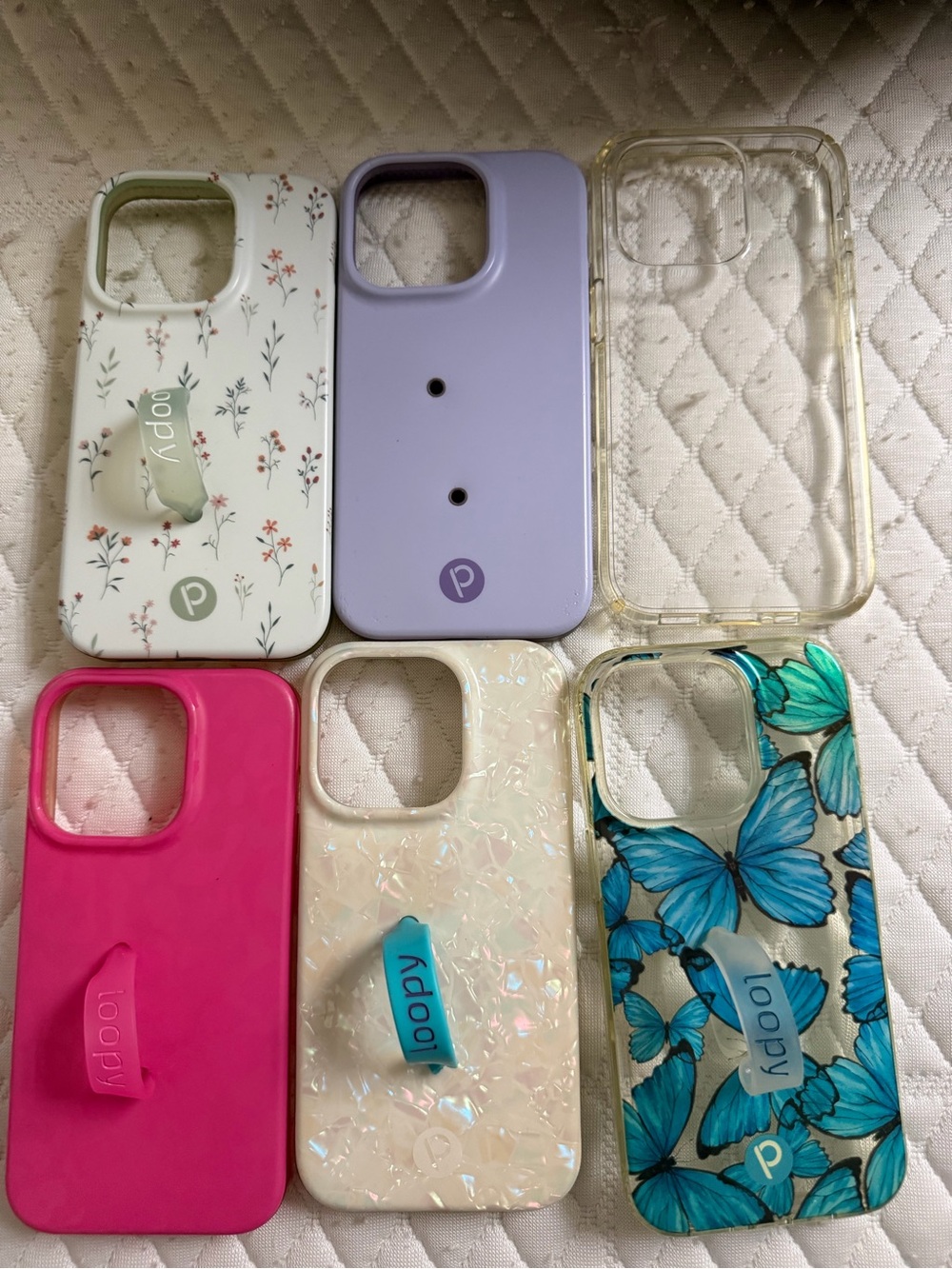 Protective Phone Case - Purple Floral/Butterfly Mix - iPhone 14 Pro Loopy Cases